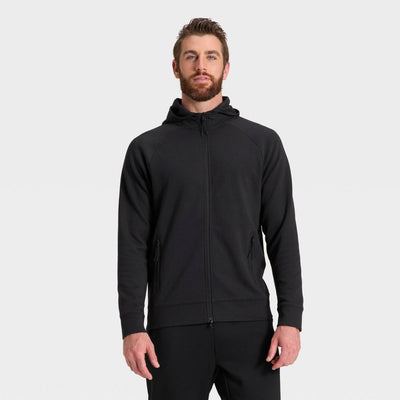 New - Men's Siro Ponte Full Zip Hooded Sweatshirt - All In Motion™ Black XS