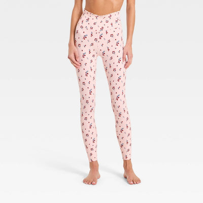 New - Women's Everyday Soft Ultra High-Rise Ruffle Crossover 7/8 Leggings - All In Motion™ Light Pink Floral L