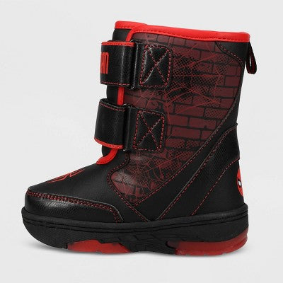 New - Marvel Toddler Hook-And-Loop Mid Calf Winter Boots Light-Up Spider-Man MarvelBullseye Deals