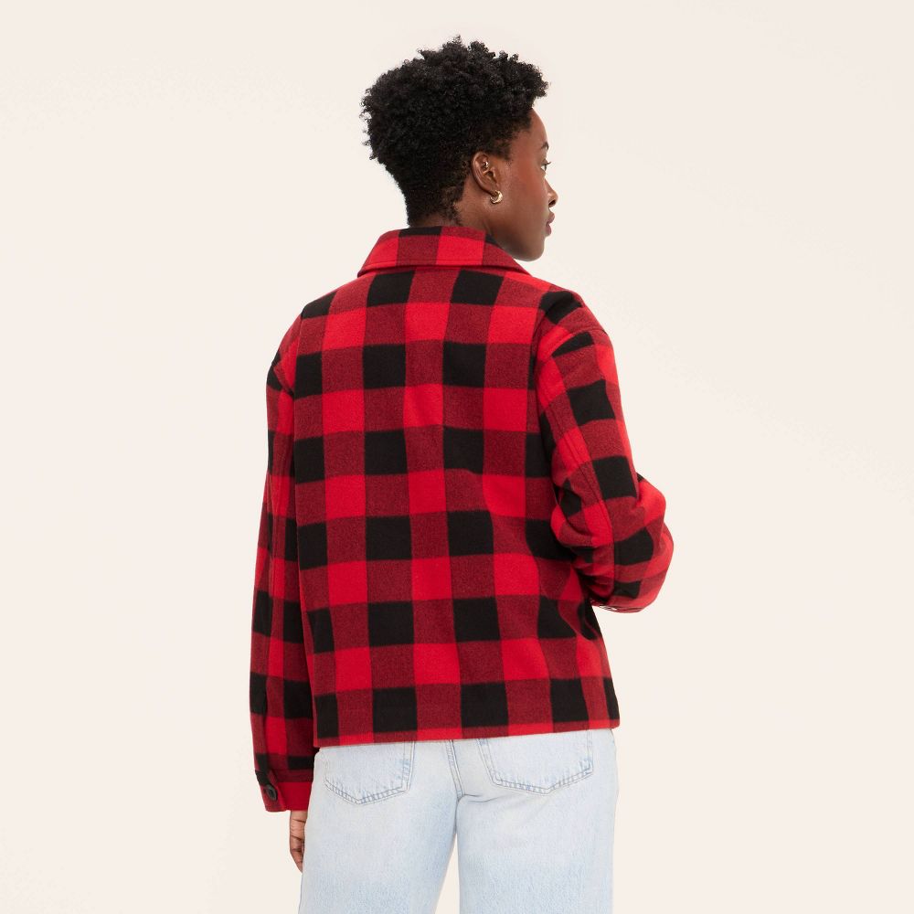 New - Women's Buffalo Check Melton Jacket - Woolrich x Target Red/Black S