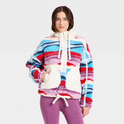 Open Box - Women's Contrast High Pile 1/2 Zip Jacket - JoyLab™ Scenic Print XXS