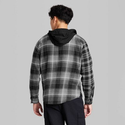 Open Box - Original Use Men's Checked Plaid Hooded Button-Down Shirt Casual Flannel Jacket Original UseBullseye Deals