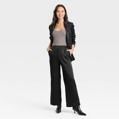 New - Women's Mid-Rise Satin Pull-On Pants - A New Day A New DayBullseye Deals