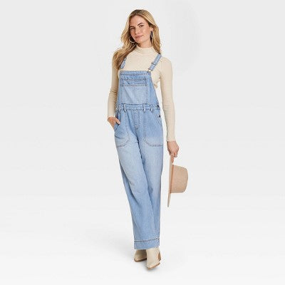 Universal Thread Women's Wide Leg Denim Overalls Full Length Jumpsuits Universal ThreadBullseye Deals