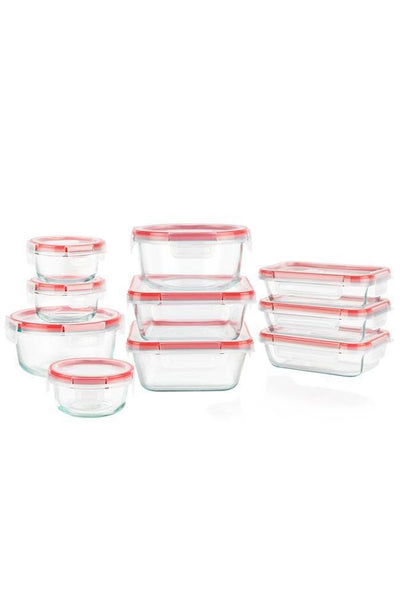 New - Pyrex 20pc Glass Freshlock Food Storage Set: Glass Containers with Lids, Dishwasher & Microwave Safe, Clear