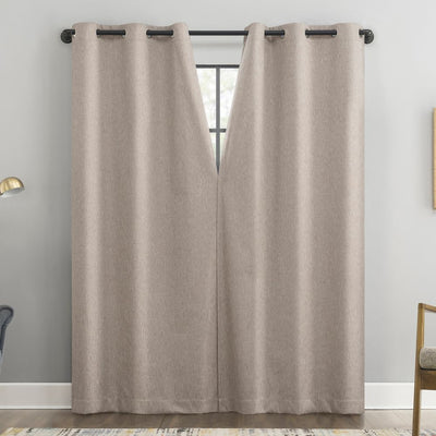 New - 40"x96" Sun Zero Aldwin Slub Texture Magnetic Closure 100% Blackout Grommet Curtain Panel Stone