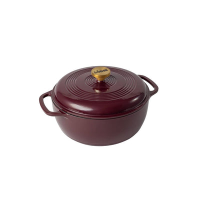 New - Lodge 7.5qt Cast Iron Enamel Dutch Oven Burgundy with Gold Handle