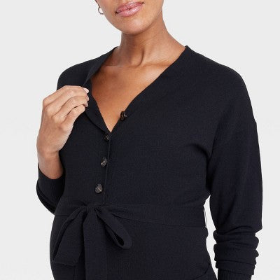 New - Isabel Maternity by Ingrid & Isabel Long Sleeves Nursing Jumpsuit, Black Isabel Maternity by Ingrid & IsabelBullseye Deals