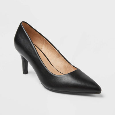 New - Women's Cindy Mid High Heels Pump with Memory Foam Insole - A New Day™ Black 9.5