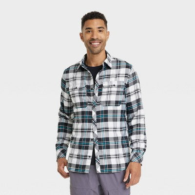 New - All In Motion Men's Button Up Flannel Shirt Moisture Wicking Quick Drying All in MotionBullseye Deals