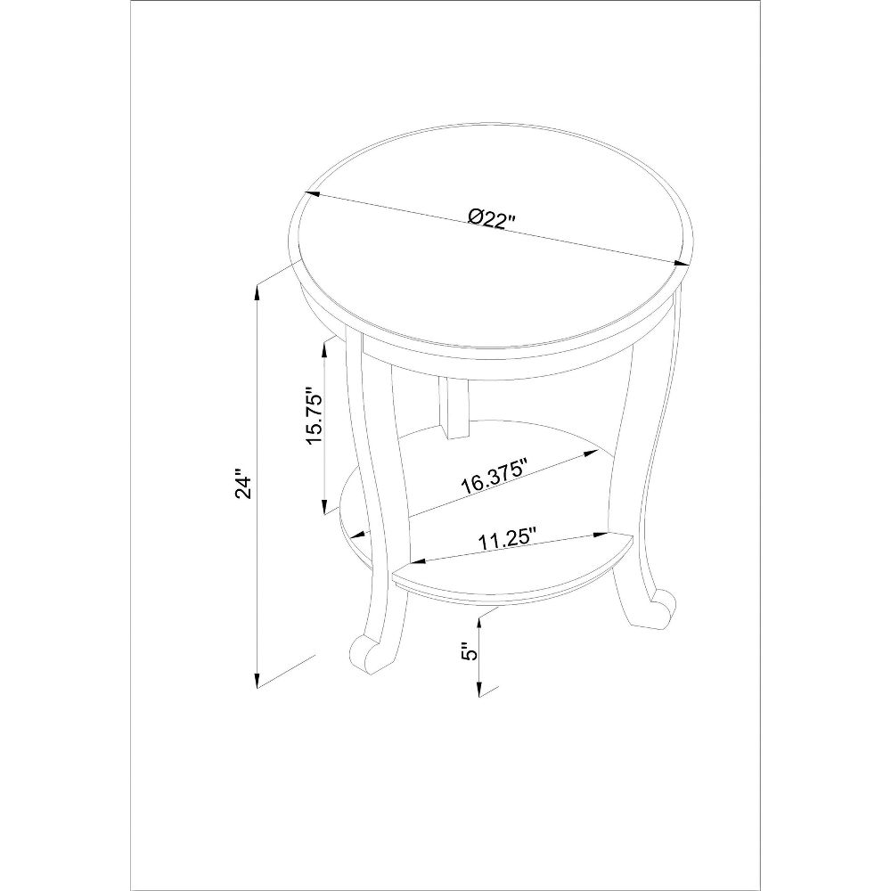 Open Box - Dermott Transitional Side Table with Lower Shelf Hazelnut Brown - Powell: Elegant Round End Table for Living Room