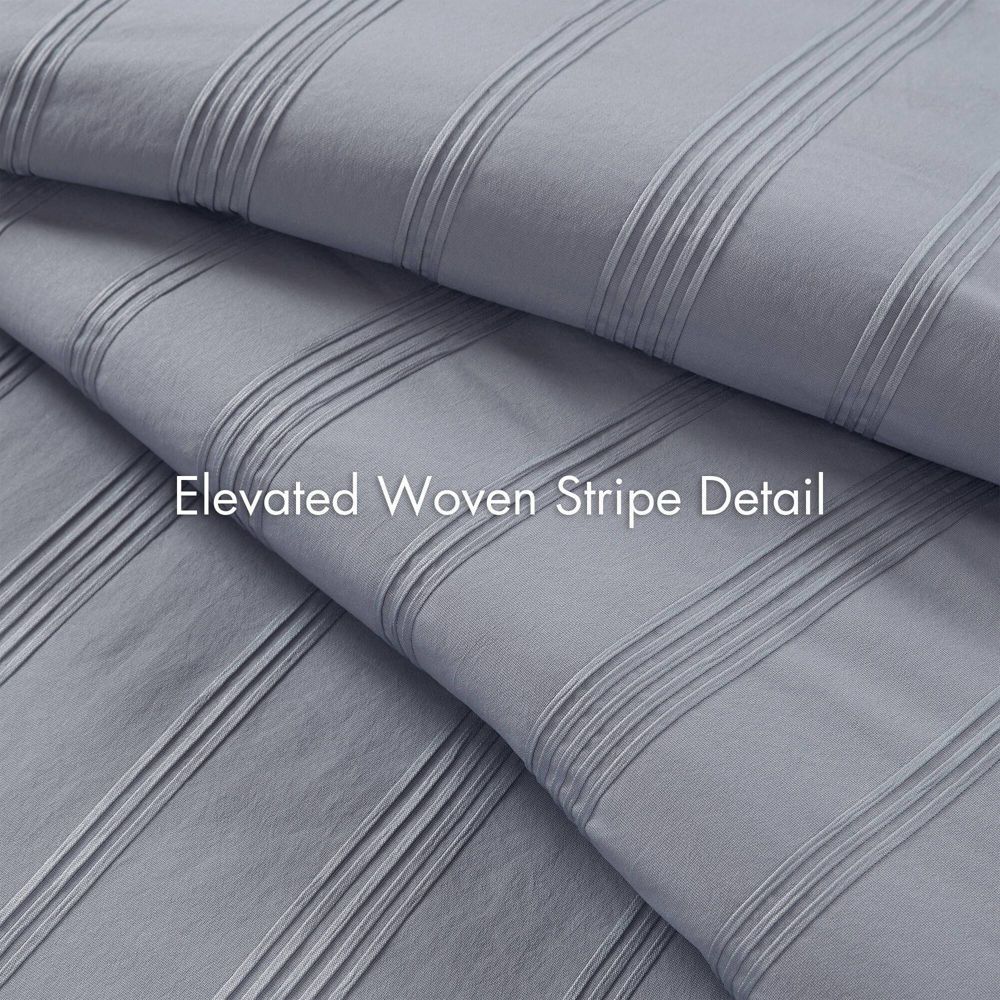 New - 510 Design Queen Logan Woven Striped Duvet Cover Set Blue