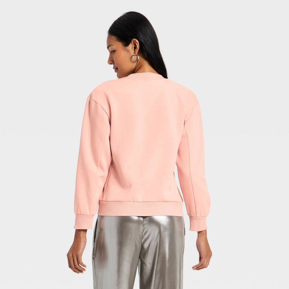 New - Women's Embellished Sweatshirt - A New Day™ Pink XS