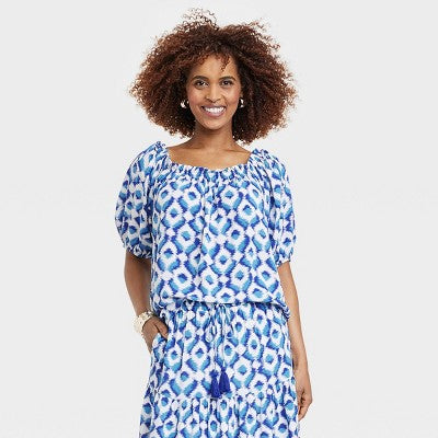 Knox Rose Women's Plus Scoop Neck Pullover Peasant Blouse Puff Knox RoseBullseye Deals