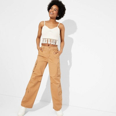 New - Wild Fable Women's High Rise Straight Relaxed Cargo Utility Pants Wild FableBullseye Deals