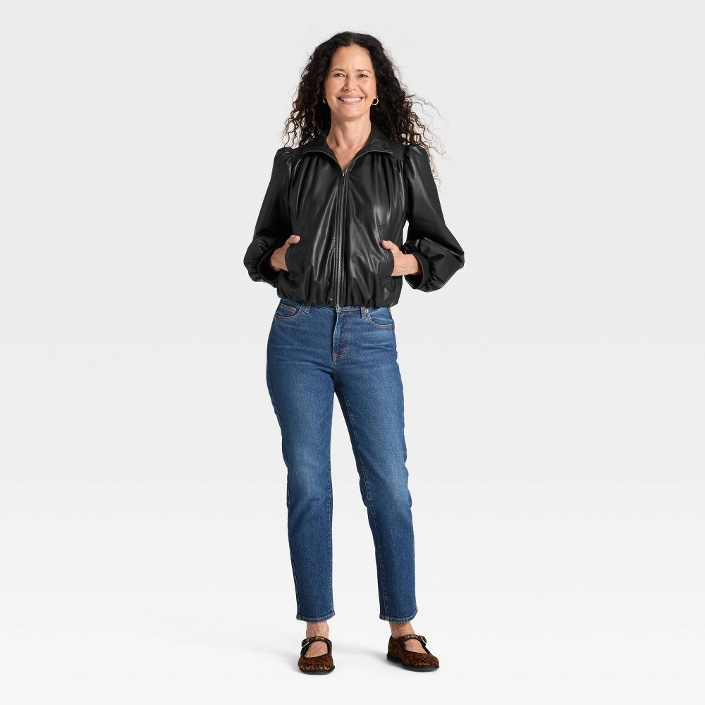 New - Women's Gathered Bomber Jacket - Universal Thread™ Black S
