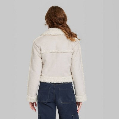 New - Wild Fable Women's Button Up Winter Faux Shearling Jacket Wild FableBullseye Deals