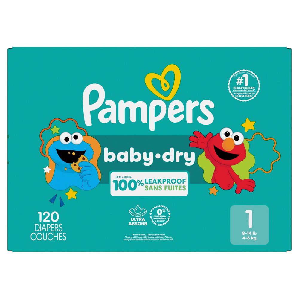 New - Pampers Baby Dry Diapers Super Pack - Size 1 - 120ct