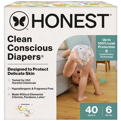 New - The Honest Company Clean Conscious Disposable Diapers - So Delish + It's a Pawty - Size 6 - 40ct
