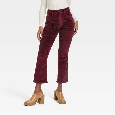 New - Universal Thread Women's High-Rise Bootcut Jeans Cropped Corduroy Pants Stretchy Universal ThreadBullseye Deals