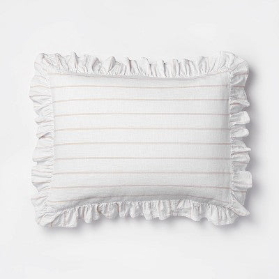 New - Threshold Studio McGee Cotton Slub Comforter Set Ruffle Accents White/Khaki King Threshold designed w/Studio McGeeBullseye Deals
