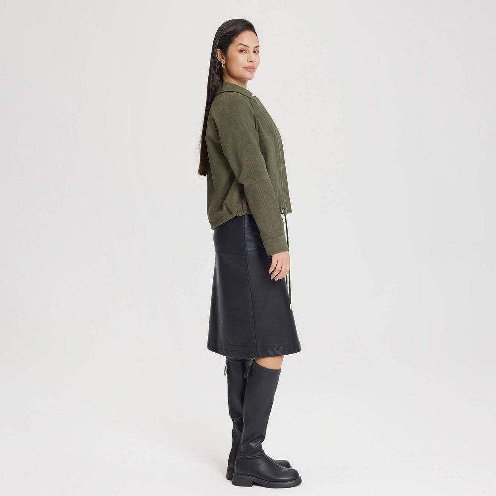 New - Women's Suede Bubble Jacket - Universal Thread™ Olive Green XXL