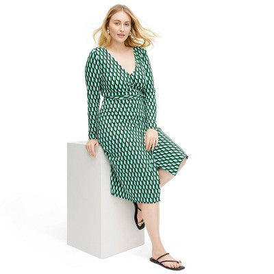 New - Diane von Furstenberg Women's Midi Wrap Dress Deep V-Neck Long Sleeve Diane von Furstenberg for TargetBullseye Deals
