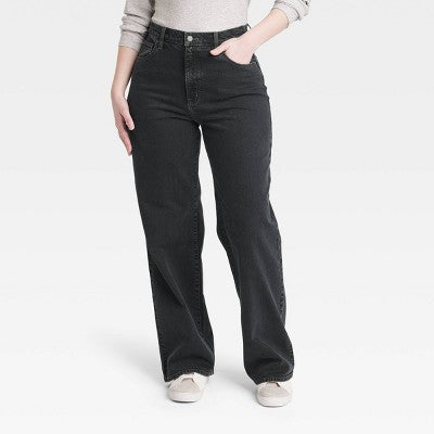 New - Universal Thread Women's High Waisted Wide Leg Cropped High-Rise Jeans, Black Universal ThreadBullseye Deals