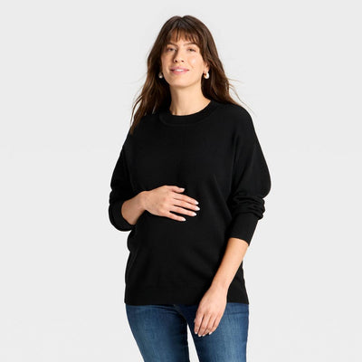 New - Crewneck Essential Maternity Pullover Sweater - Isabel Maternity by Ingrid & Isabel™ Black XS