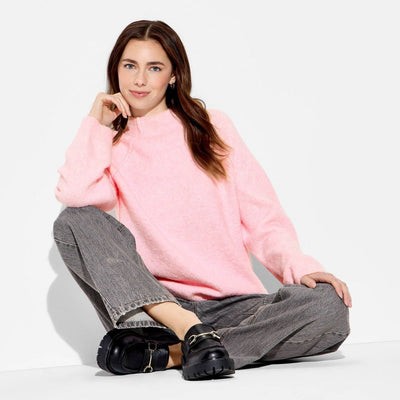 New - Women's Turtleneck Boucle Tunic Pullover Sweater - Wild Fable™ Light Pink S