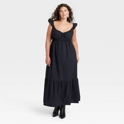 Thread New - Women's Flutter Cap Sleeve Maxi A-Line Dress