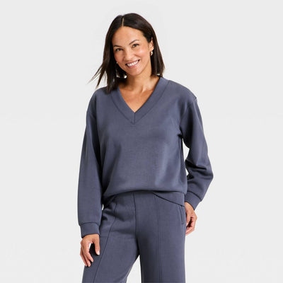 New - Women's Sandwash Sweatshirt - A New Day™ Blue S