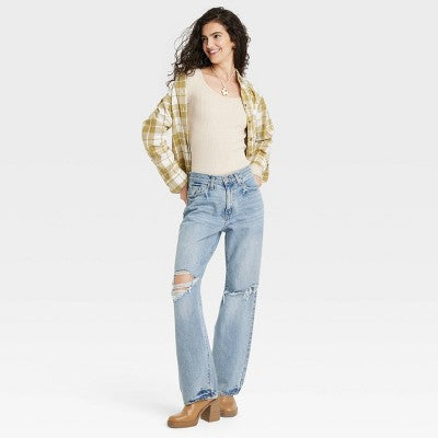 Universal Thread Women's Mid-Rise Baggy Jeans Classic 90's Vintage Straight Fit Universal ThreadBullseye Deals