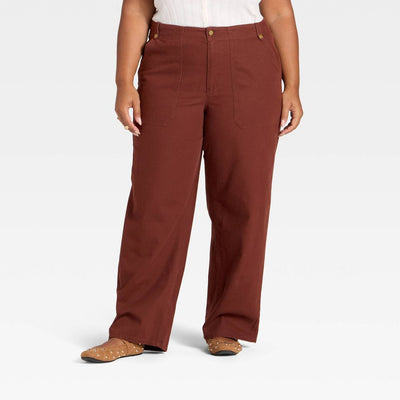 New - Women's Mid-Rise Straight Leg Cargo Pants - Universal Thread™ Brown 17