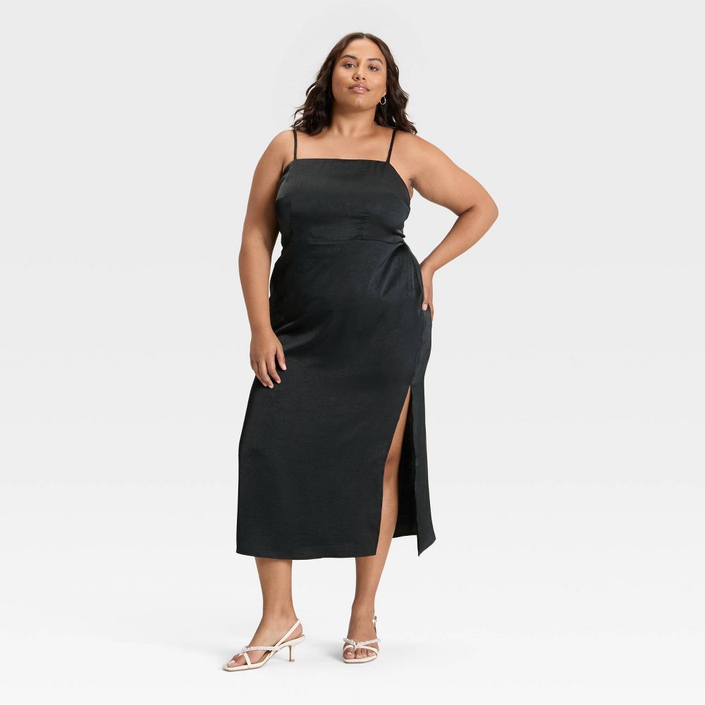 New - Women's Column Slip Dress - A New Day™ Black 4X