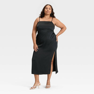 New - Women's Column Slip Dress - A New Day™ Black 4X