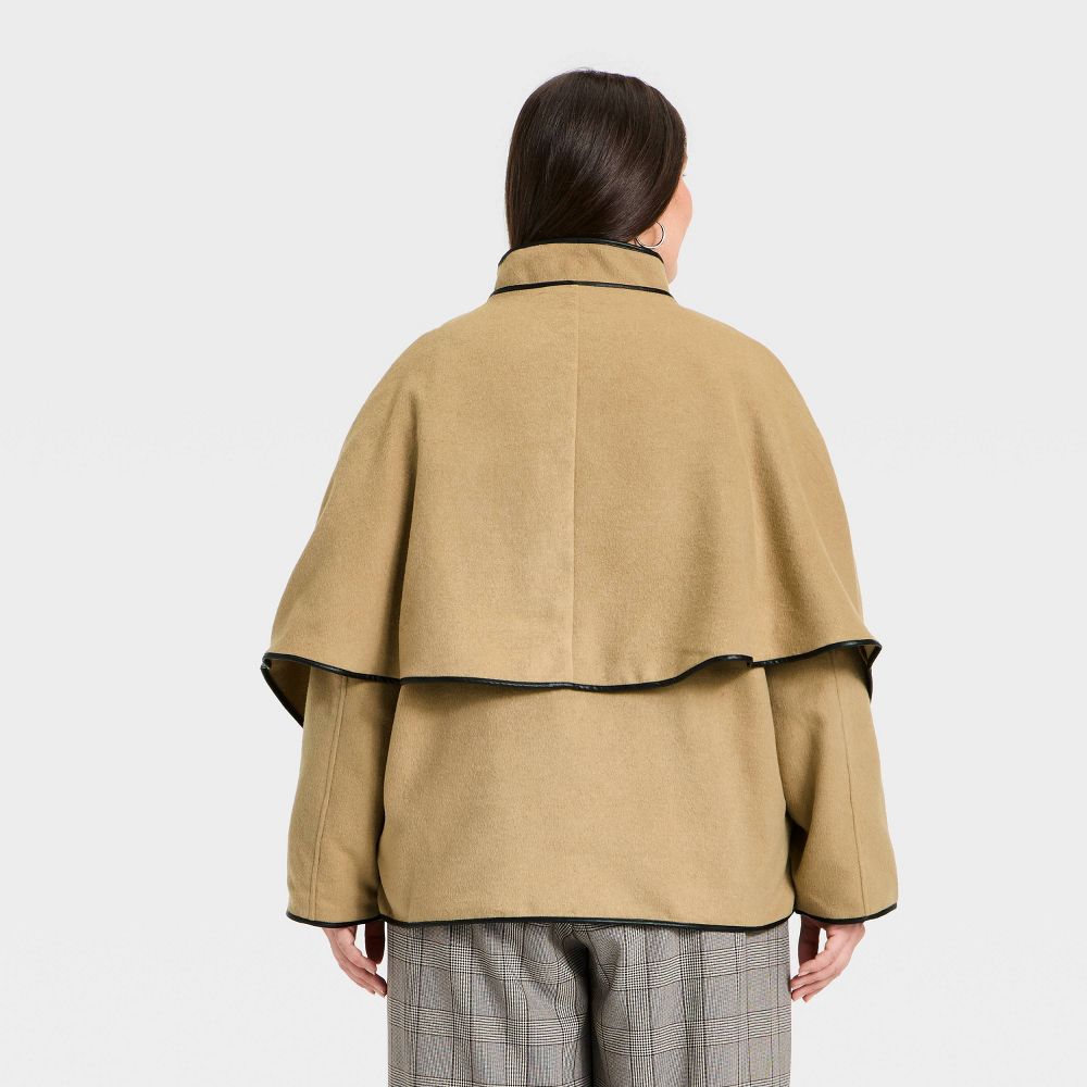 New - Women's Faux Wool Scarf Coat - A New Day™ Light Brown XXL