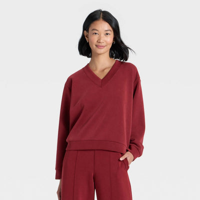 New - Women's Sandwash Sweatshirt - A New Day™ Maroon XL