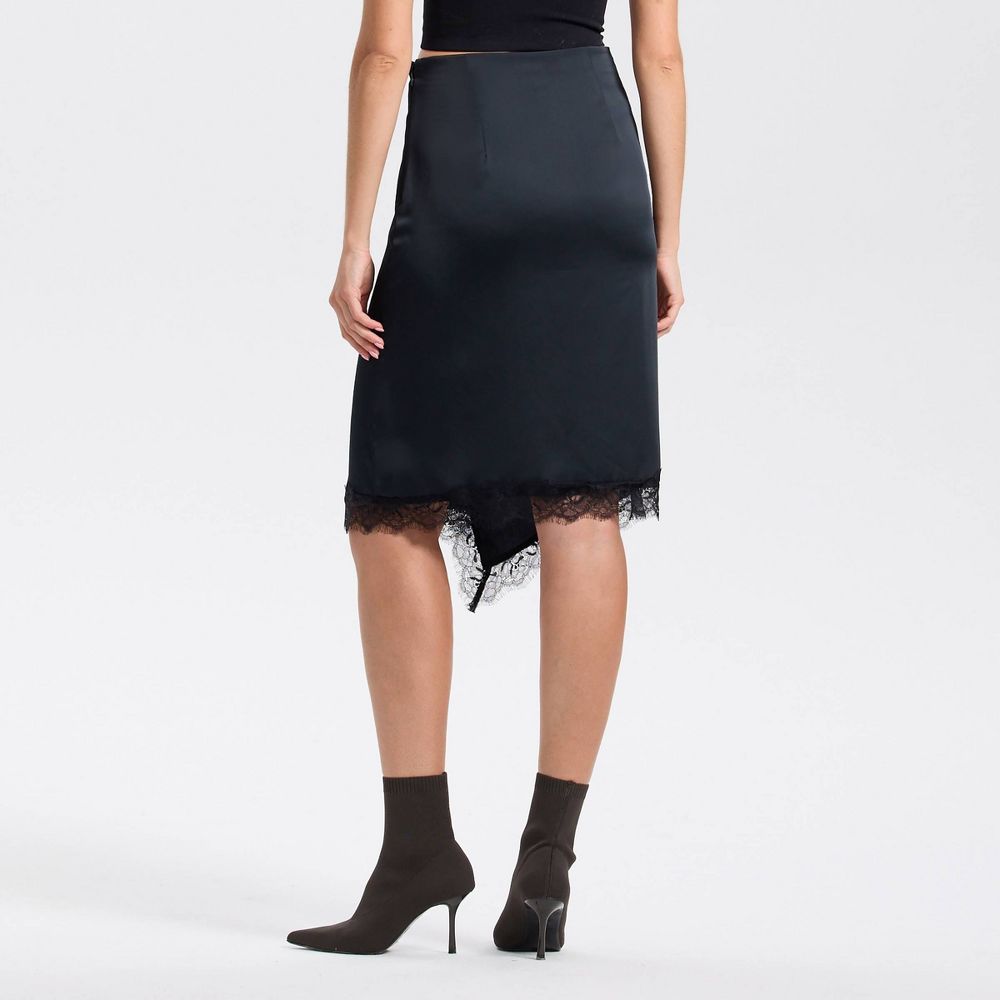 New - Women's Split Lace Trim A-Line Skirt - A New Day™ Black S