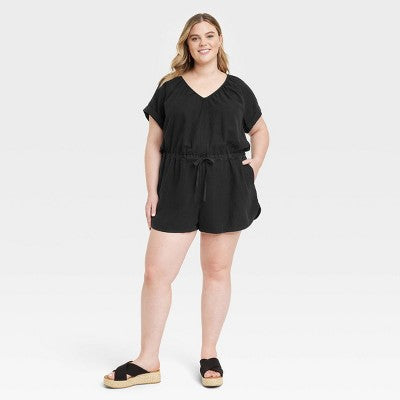 New - Women's Short Sleeve Romper - Universal Thread Universal ThreadBullseye Deals
