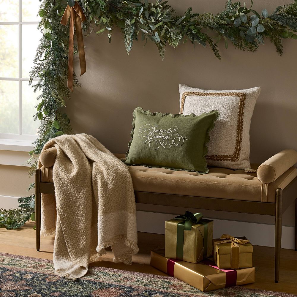 New - 50"x60" Tonal Woven Boucle Throw Blanket Cream - Threshold™ designed with Studio McGee