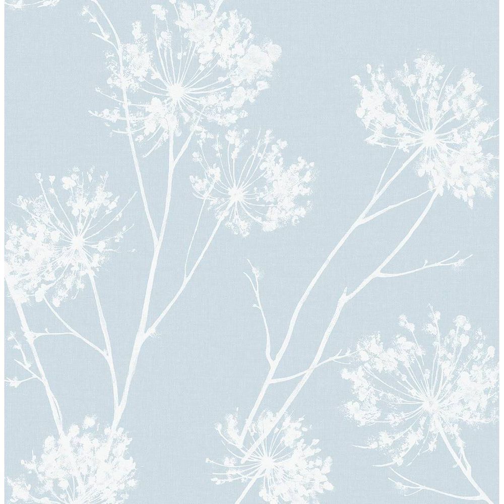 New - NextWall One O'Clock Botanical Peel and Stick Wallpaper Light Blue: Removable, Self-Adhesive, Washable, 30.75 Sq Ft Coverage