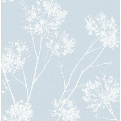 New - NextWall One O'Clock Botanical Peel and Stick Wallpaper Light Blue: Removable, Self-Adhesive, Washable, 30.75 Sq Ft Coverage