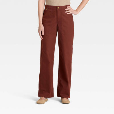 New - Women's Mid-Rise Straight Leg Cargo Pants - Universal Thread™ Brown 10