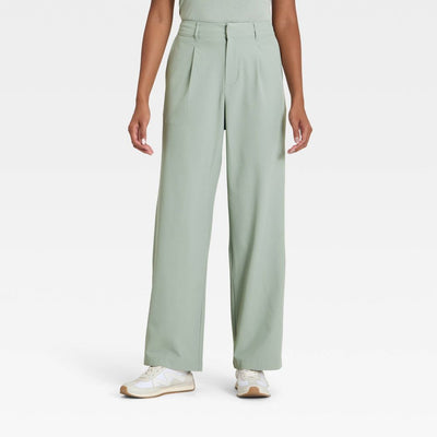 Open Box - Women's Active Light Woven High-Rise Trouser Pants - All In Motion™ Sage Green S