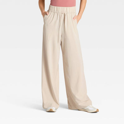 New - Women's Active Light High-Rise Wide Leg Pants - All In Motion™ Beige XL
