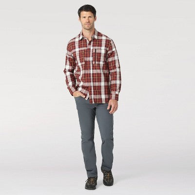 New - Wrangler Men's Button Up Flannel Shirt Basic Front Flap Pocket Zipper WranglerBullseye Deals