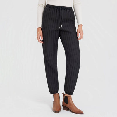 New - Women's Mid-Rise Tapered Leg Quilted Drawcord Joggers - A New Day™ Black M