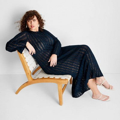 New - Women's Long Sleeve Open Stitch Maxi Dress - Future Collective with Jenee Naylor Future Collective with Jenee NaylorBullseye Deals