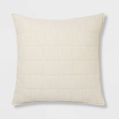 New - Euro Space Dyed Cotton Linen Sham Khaki - Threshold™: Woven Texture, Zipper Closure, OEKO-TEX Certified